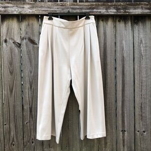 Eleventy Wide Leg Pleated Cropped Pants Size S Cream Heavy Made in Italy